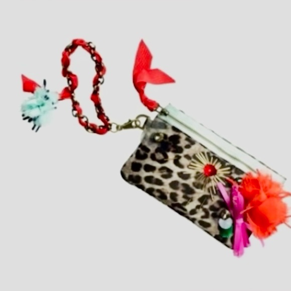 NWOT Lanvin X H&M Wristlet Leopard Print Ribbn Chain Wrist Strap